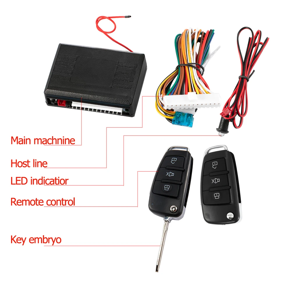 Viecar Car Central Door Lock Auto Keyless Entry System Button Start Stop Keychain Central Kit Universal Car 12V