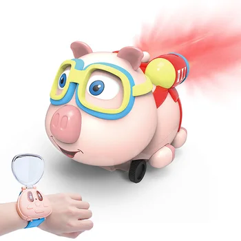 

Watch Remote Control Pig Style Car Electric Mist Spray Function with Light Cartoon Pig Intelligent Cars Watch for Kids Toy Gift