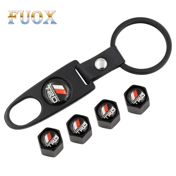 

5pcs Car styling Keychain Wheel Tire Parts Valve Stem Caps Cover For Toyota CROWN REIZ TRD Racing LOGO Car Tire accessories