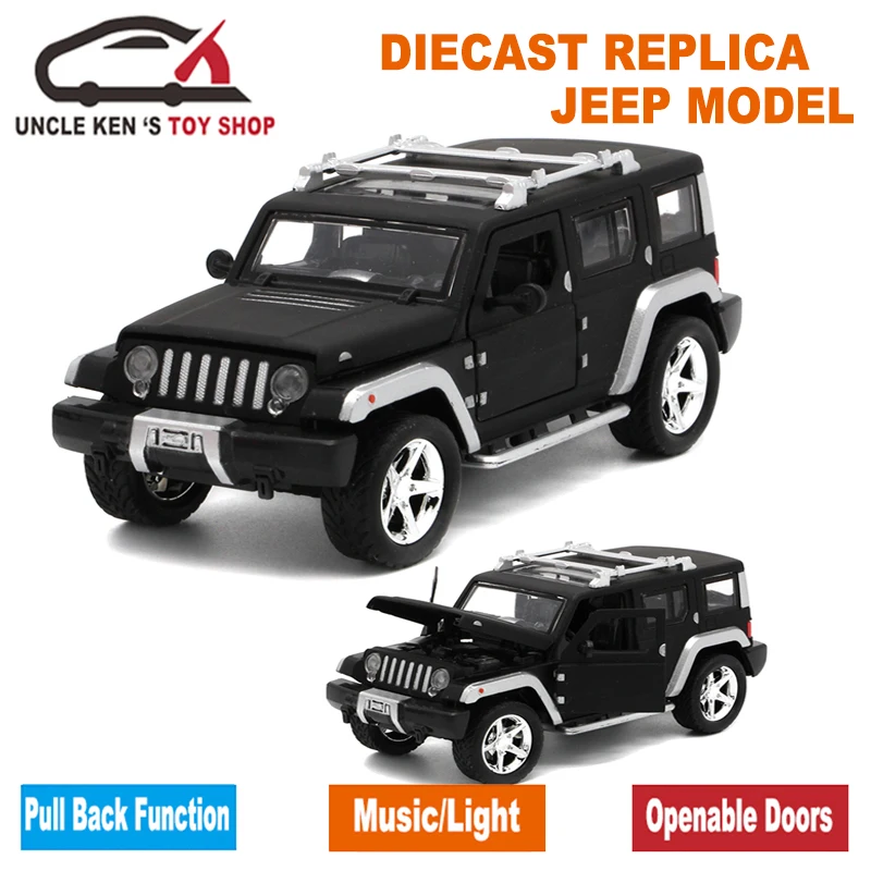  15Cm length Diecast Jeep Wrangler Model Cars Replica Metal Toys With Functions For Children As Gift