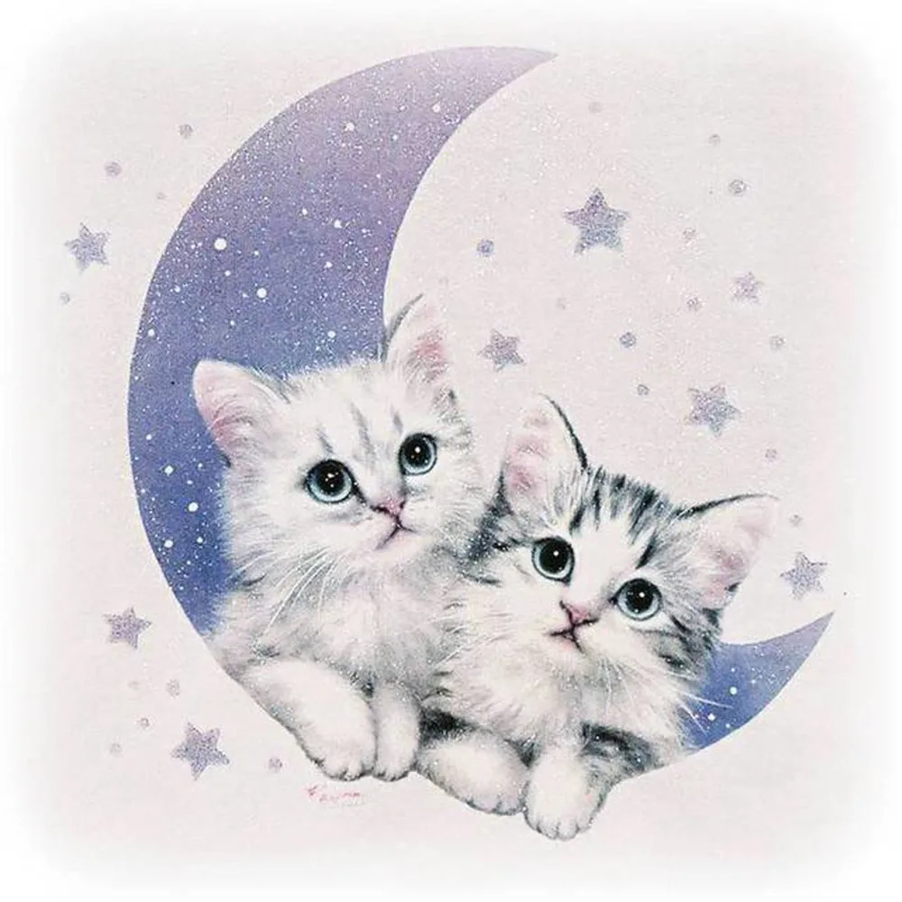 

5D Moon Cute Cat Full Embroidery Paintings by numbers 25X25cm Rhinestone Pasted DIY Diamond Painting Cross Stitch quadro A30
