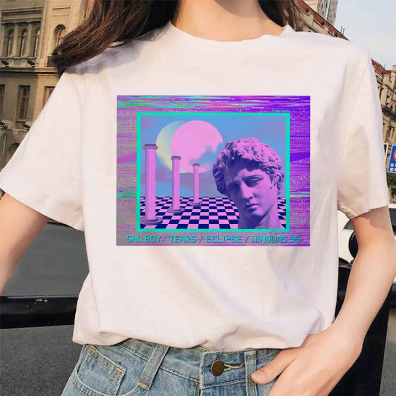 Vaporwave рубашки ulzzang Grunge Tumblr графическая Футболка harajuku Эстетическая Винтажная футболка корейский стиль 90s одежда футболка