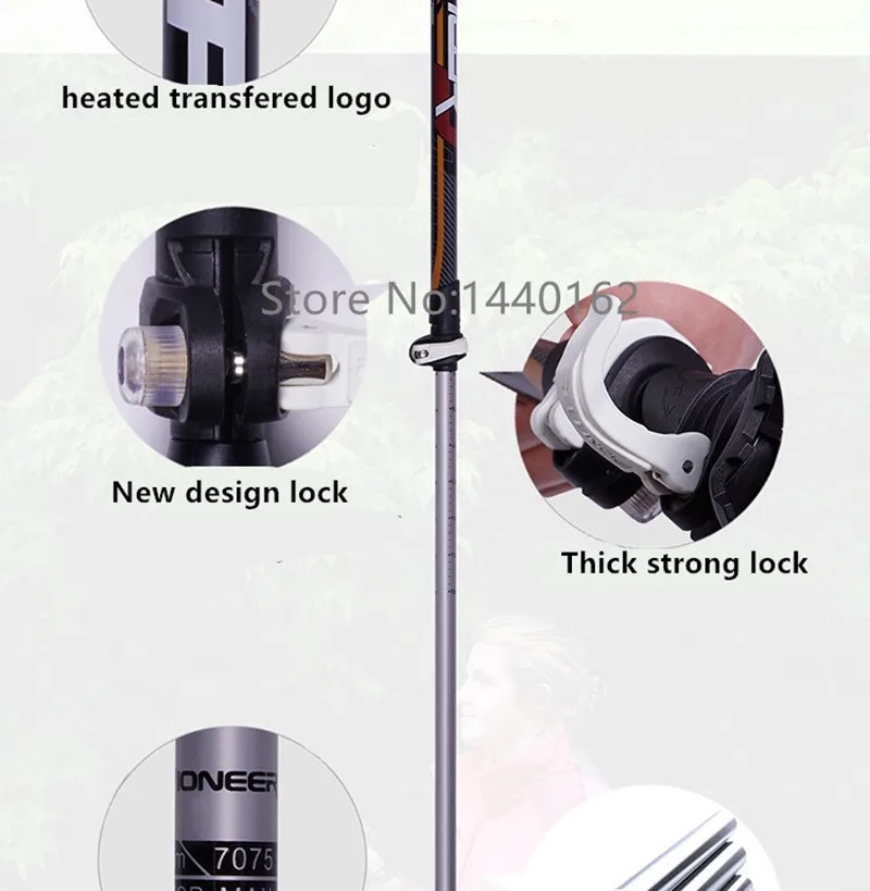 TP023 2016 High quality Rubber anti-slip handle crutch Trekking Pole  walking sticks walking pole alpenstock for ski hiking trekking 06