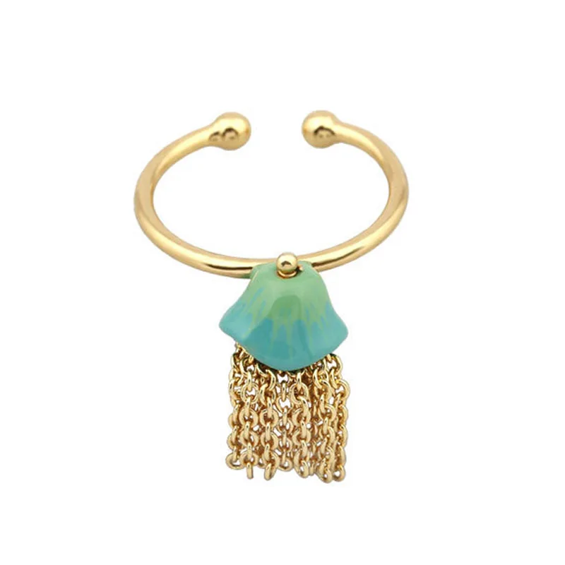 Luxury statement gem tassel adjustable rings for women unique stone