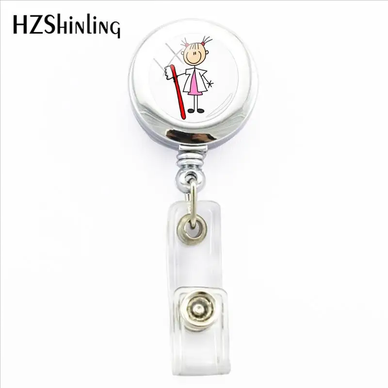 2018 New Dental Nurse Badge Holder Happy Cartoon Tooth Assistant Id Card Holders With Clip Glass