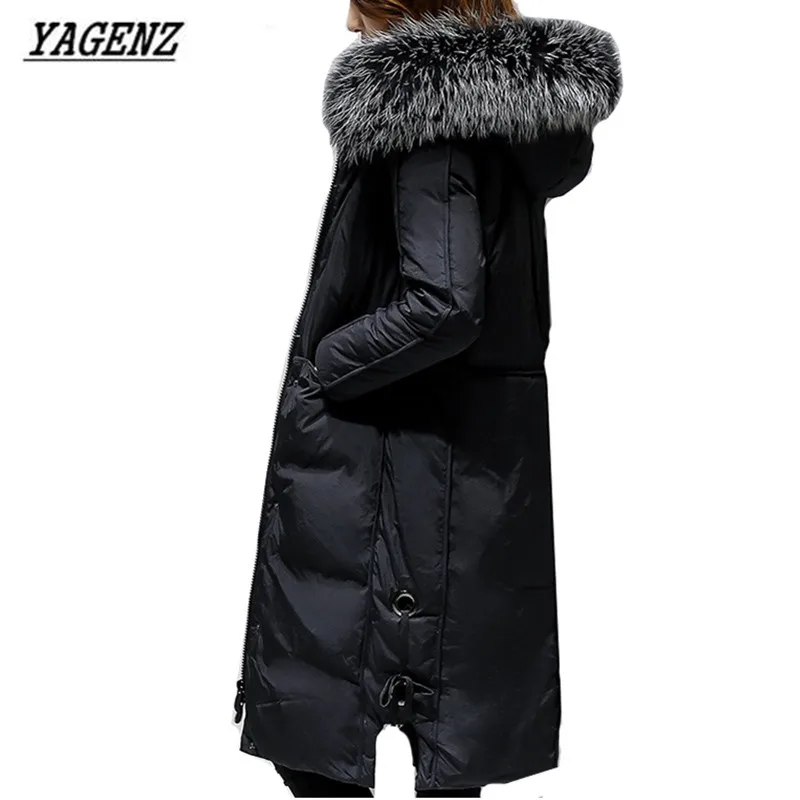

2018 Large Fur collar Women Down Jacket Hooded Coats Loose Parkas Lady Warm Long Overcoat Large size Casual Winter Jackets 4XL