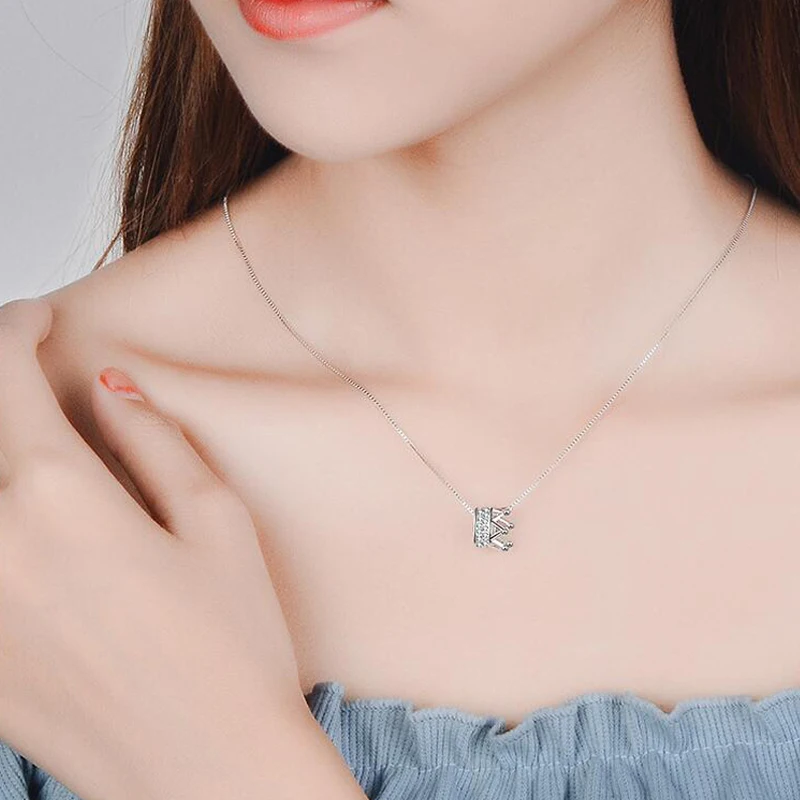crown necklace women silver jewelry (3)