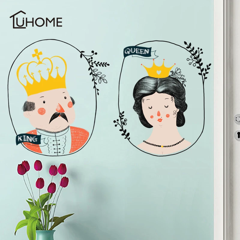 

Cartoon King Queen Wall Stickers Home Decor Art Wall Decals for Kids Room Bathroom Couple Bedroom Sticker Decoration Poster
