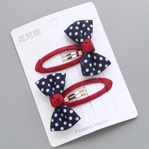 9 BB navy 2 шт./лот, дизайн, детский головной убор для девочек, милые заколки для волос, головные уборы, бант, шпильки для волос в горошек, заколка для волос, BB заколка, Детские аксессуары для волос - Цвет: 9 BB navy