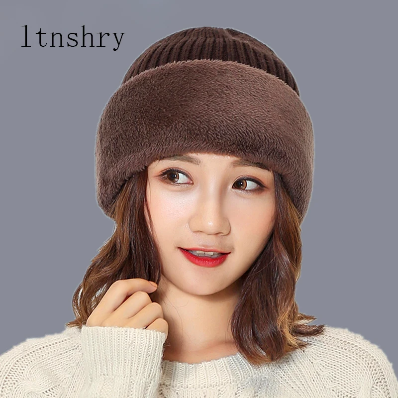 

Winter Keep Head Warm Knitted Hats wool Knit Neck mask Hat Men Women Winter Beanies Skullies Knitting Hedging Caps
