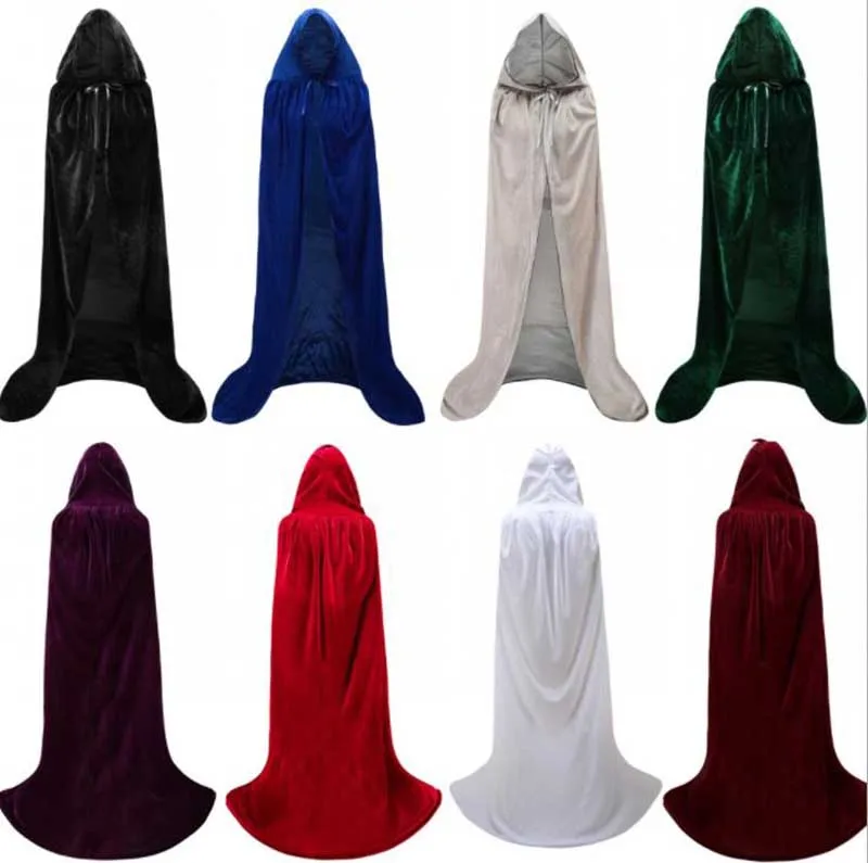 

Couples Halloween Costume Male & Women Red Green Black Velvet Hooded Robe Cloak Witch Wizard Cosplay Costume Fancy Dress