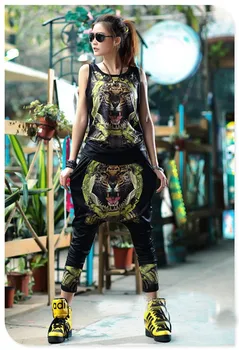 

2019 New Summer Women Sets Outfits Tracksuits Vest And Pants One Set 3D Tiger Suits for Women