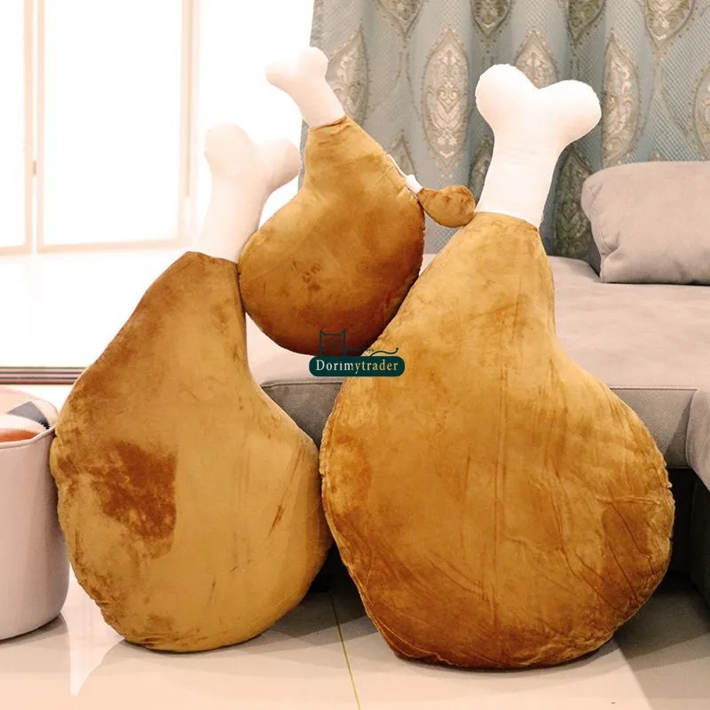 Dorimytrader New Fashion 110cm Giant Cute Soft Cartoon Drumstick Plush Pillow 43'' Big Stuffed Anime Chicken Leg Cushion Toy Gift DY60240(12)