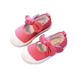 Детская Обувь для девочек парусиновая обувь кроссовки детские тонкие туфли с бантом осень/весна Обувь для девочек повседневная обувь