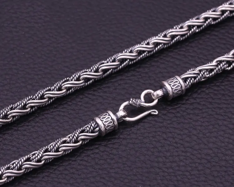 FNJ 925 серебряные большие ожерелья для изготовления ювелирных изделий 7 мм плетеная цепочка Новая Мода S925 тайское серебро для женщин и мужчин