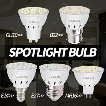 

220V LED Lamp E27 Corn Light E14 Ampoule Led GU10 Spot Light 2835 SMD 48 60 80leds Spotlight Bulb MR16 Focos Bulb for Ceiling