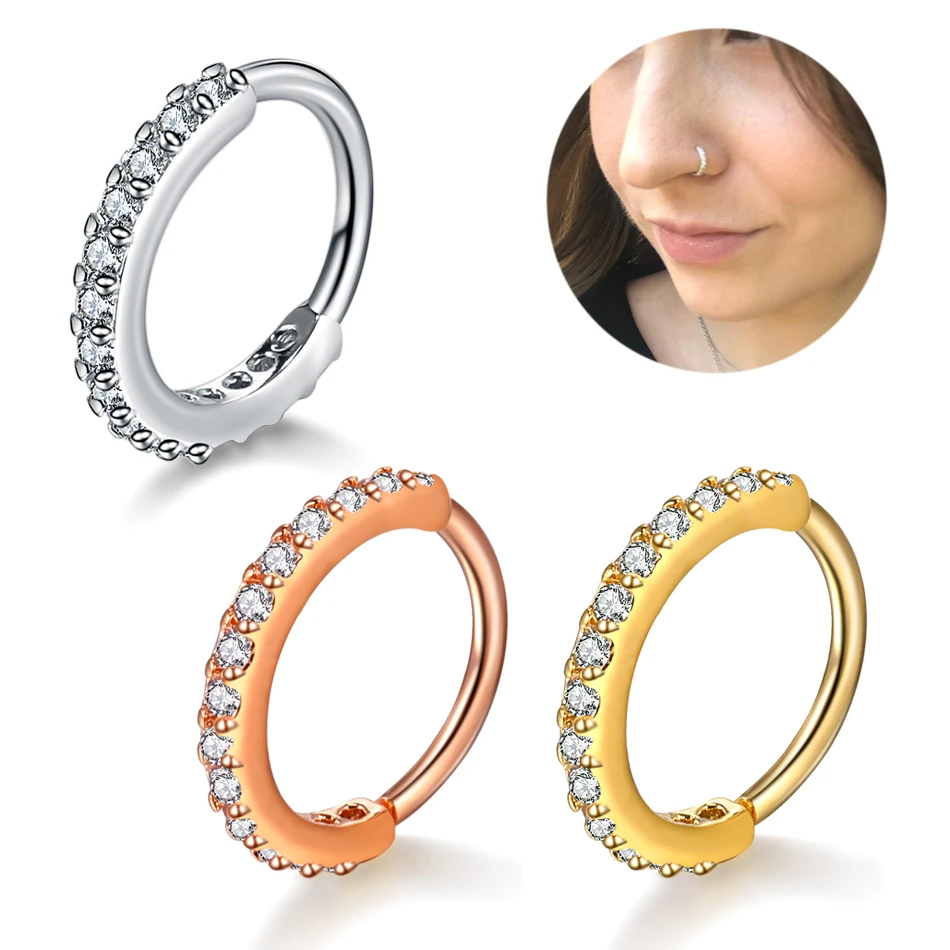 

1PC Crystal Real Pierced Ear Septum Helix Daith Rook Piercings Gem Nose Hoop Septum Rings Ear Cartilage Tragus Piercings Jewelry