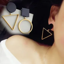 НОВЫЕ геометрические треугольные круглые женственные длинные ассиметричные серьги оптом