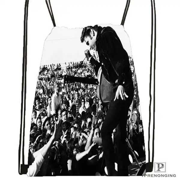 Индивидуальная походная сумка на шнурке Elvis Presley, милый рюкзак для детей(черная спинка), 31x40 см#180612-02-17 - Цвет: Drawstring Backpack