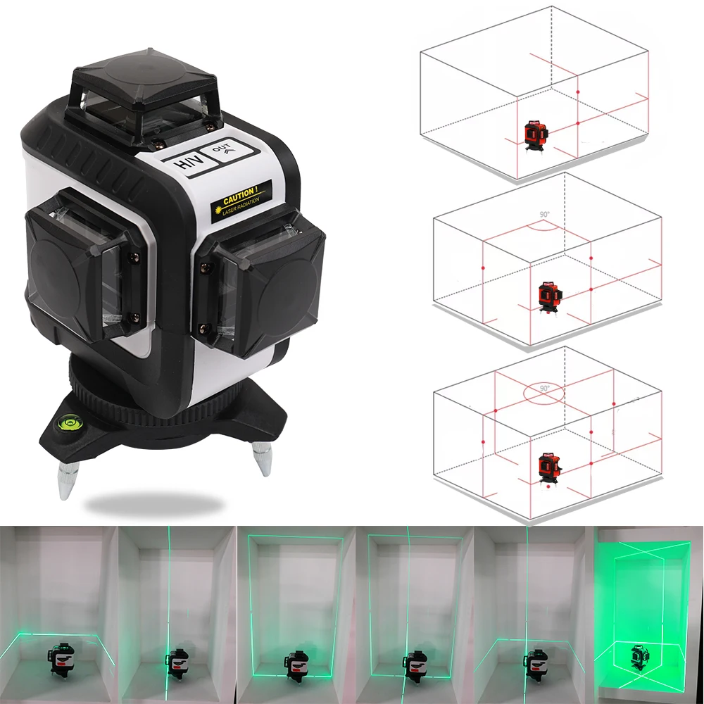 Профессиональный Зеленый 3D лазерный нивелир измеритель уровня проектор USB интерфейс nivel лазерный строительный инструмент с 12 линиями штатив