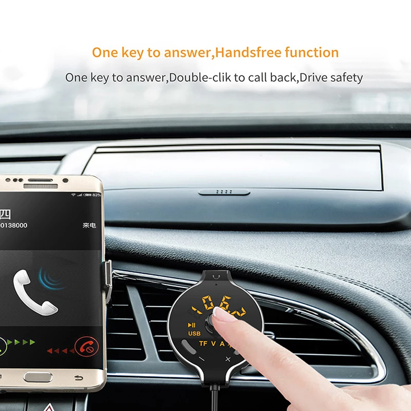 Nulaxy Wireless FM Transmitter Bluetooth Car Kit Car MP3 Player With LCD Display USB Charger Support TF Card For iPhone&Android