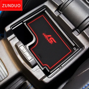 

ZUNDUO Gate slot pad For For FORD 2015 Focus ST Accessories,3D Rubber Car Mat red/white/black Interior Door Pad/Cup Holders