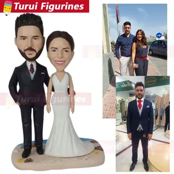 

Bobble Head Figures collectible figurines husband & wife travel wedding miniature custom bobblehead couple traveling figurines
