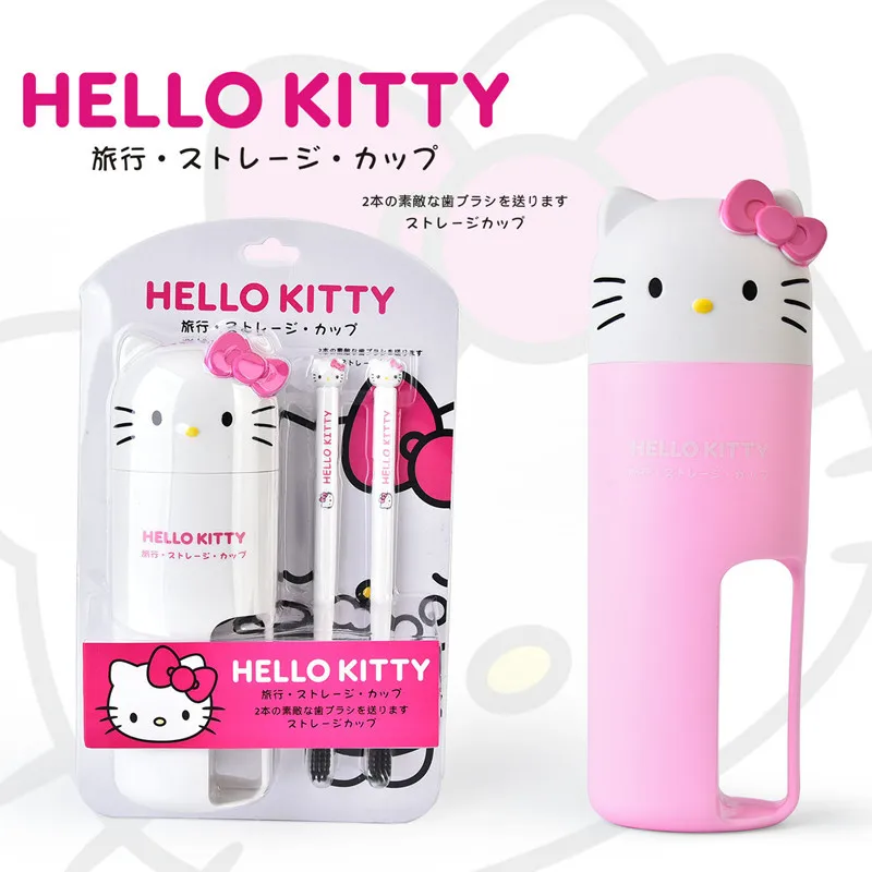 Hello Kitty Cartoon Wash Cup Set Soft Hair Toothbrush Travel