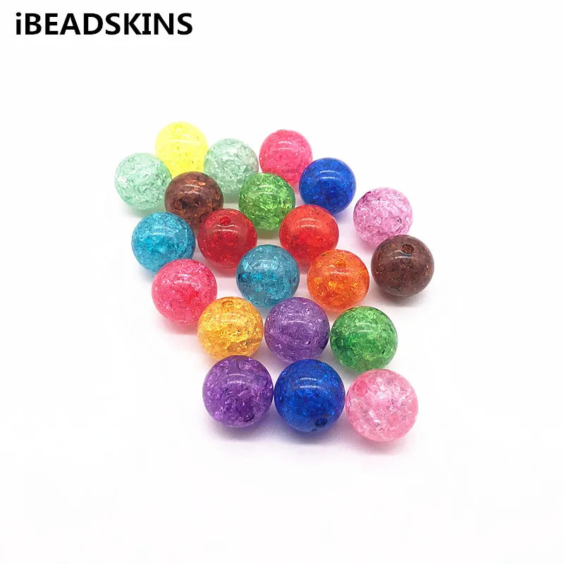 

(Choose color) 20mm random mix color Acrylic clear Crack Beads, Colorful Chunky Beads for Necklace Jewelry