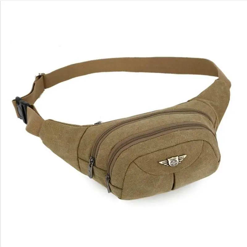 

Men's New High Quality Canvas Fashion Casual Trend Chest Bag Multi-function Large Capacity Solid Color Waist Packs