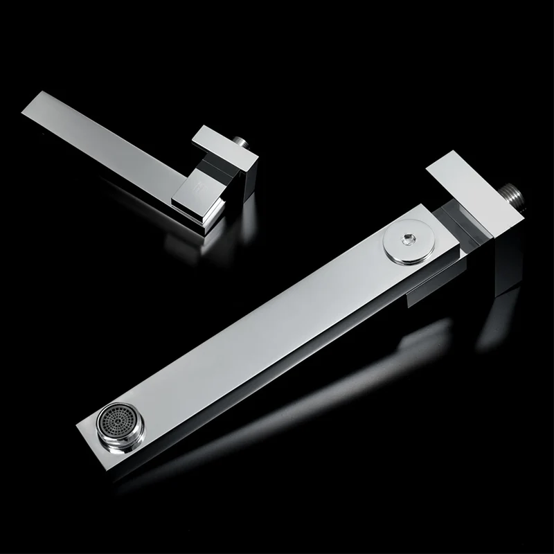 Luxury Solid Brass Bibcocks Black Finish Wall Mounted Faucet Replacement Parts Square Chrome Bath Tub Taps Shower Faucets Spout