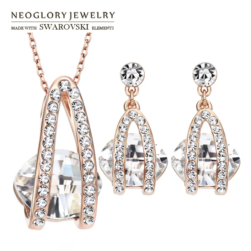 Neoglory Австрийские кристаллы и чешские Стразы ювелирный набор элегантный