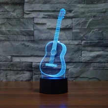 3D укулеле гитара иллюзия Лампа светодиодный changing изменение спальни ночник музыка домашний декор