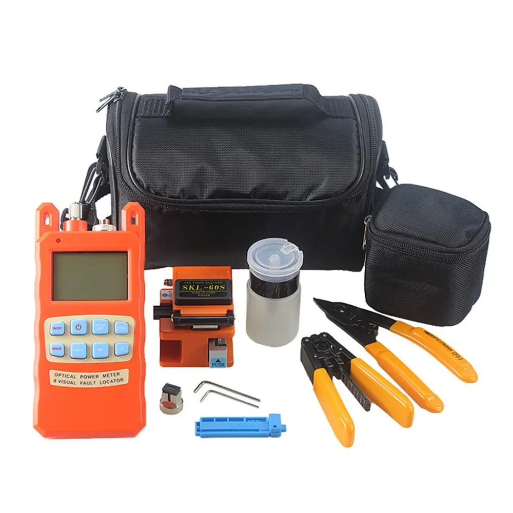 

21PCS/SET Optical Fiber Cold Junction Kit Optic Fiber Cleaver Mini Visual Fault Locator Optical Power Meter