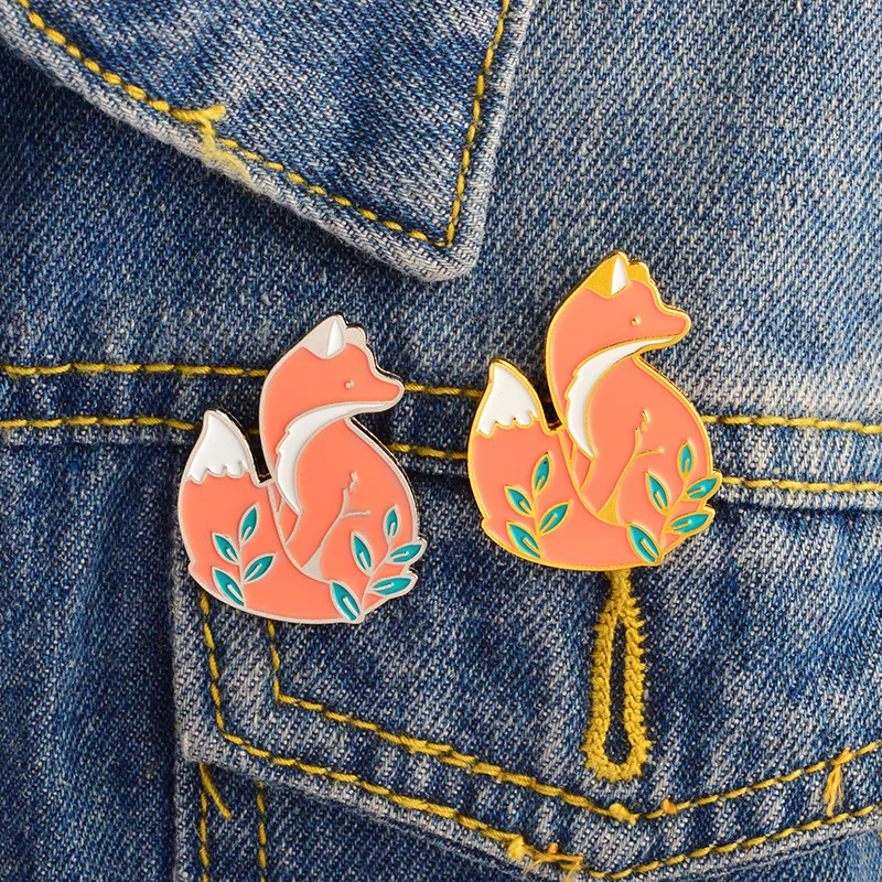 

2018 New Arrival Cute Cartoon Enamel Pin Brooches for Women Girls Pink Fox Clothes/Bags/Backpacks/Jackets Decor