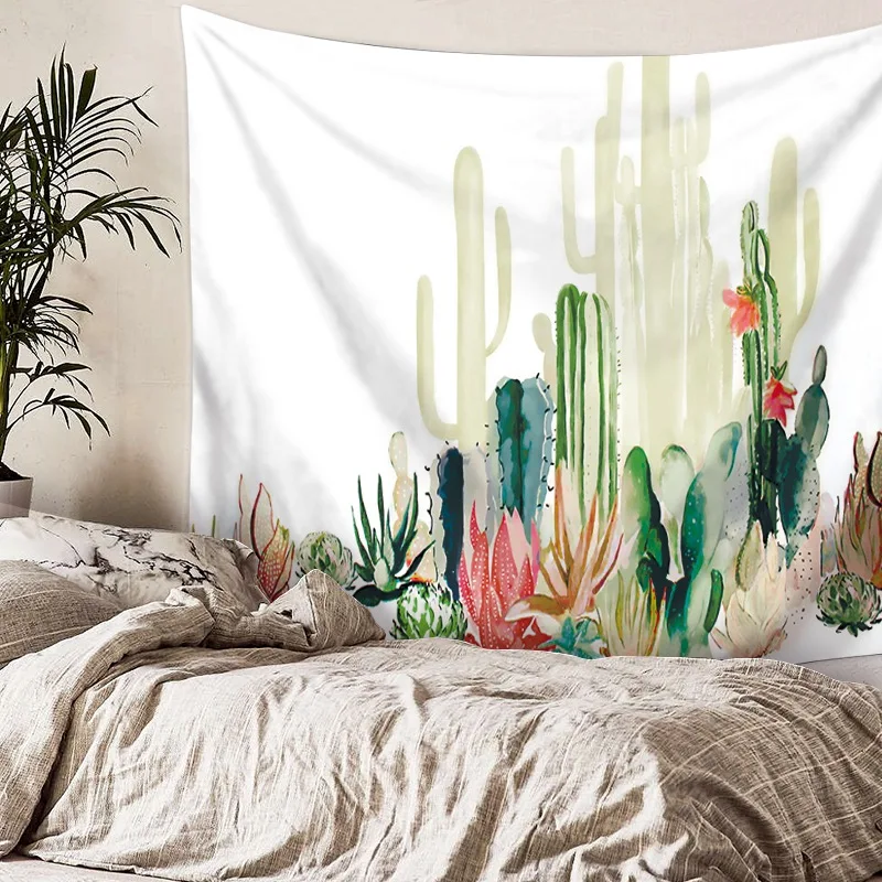 

Cactus Watercolor Hanging Wall Tapestries Mandala Bohemian Tapestry Landscape Wallpaper Wall Art Shawl Throw