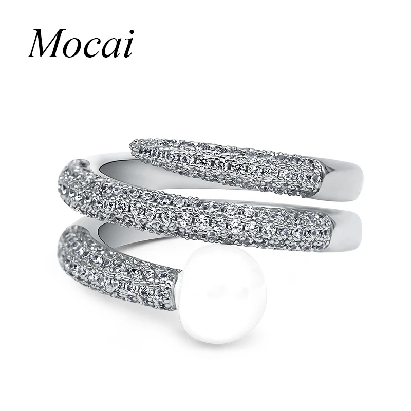 

Mocai Brand Unique Design Double Layer Pearl Rings with Micro Zircorn Full Paved Jewelry Women Fashion Crystal Ring ZK42