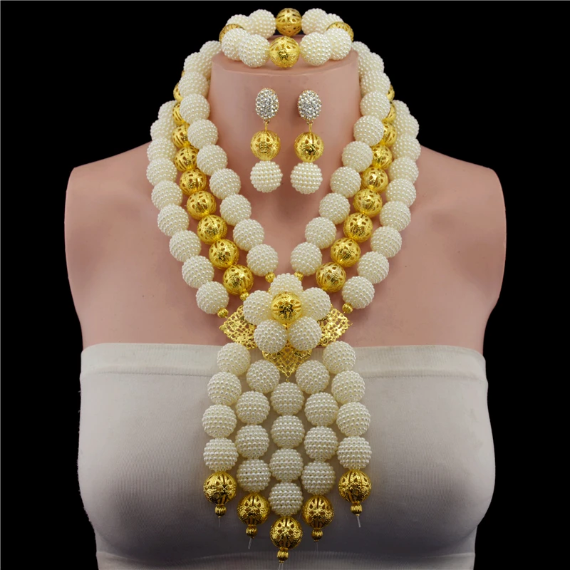 

NEW acrylic beads making choker african Nigeria Wedding beads jewelry set statement necklace sets for women