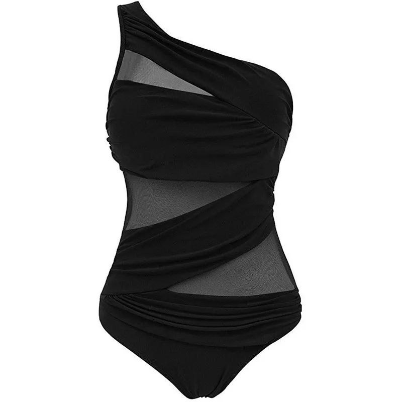 Купальник слитный с пуш ап на одно плечо батальных размеров|beachwear|beachwear plus sizebeachwear