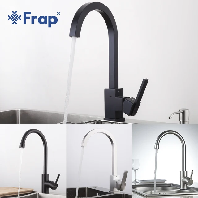 Best Offers FRAP New Arrival Hot and Cold Water kitchen sink faucet Space Aluminum Water mixer Tap 360 Degree Rotation YF40010