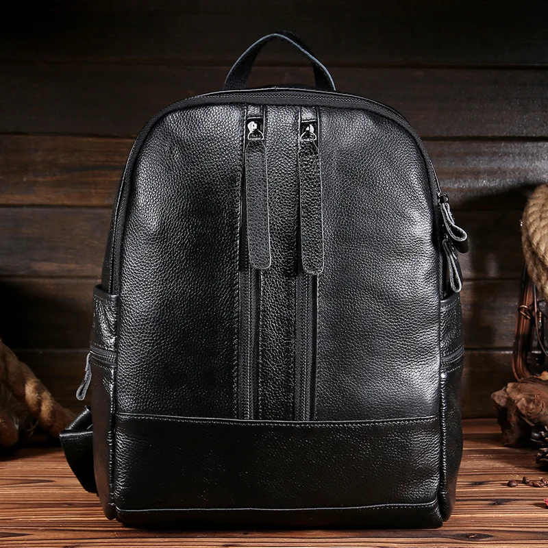 

Women's Leather Shoulder Bag black vintage Leather Bag Embossed  Lychee Pattern backpack leather women backpacks