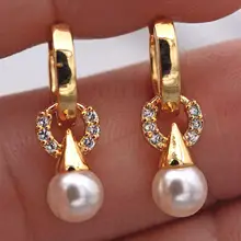 Ювелирные изделия, фирменный дизайн, золотые жемчужные серьги-кольца для женщин, трендовые вечерние серьги для свадьбы, новые аксессуары