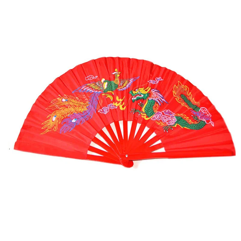 dragon red Китайский традиционный Tai chi узор кунг-фу Вентилятор Бамбуковый Складной вентилятор для Wu shu 33 см вентилятор рамка для мужчин и женщин - Цвет: dragon red