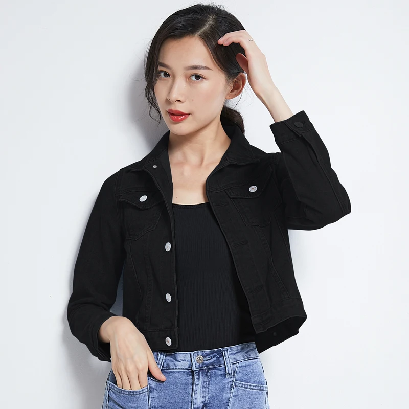 Women Debonair Casual Short Denim Jacket-3