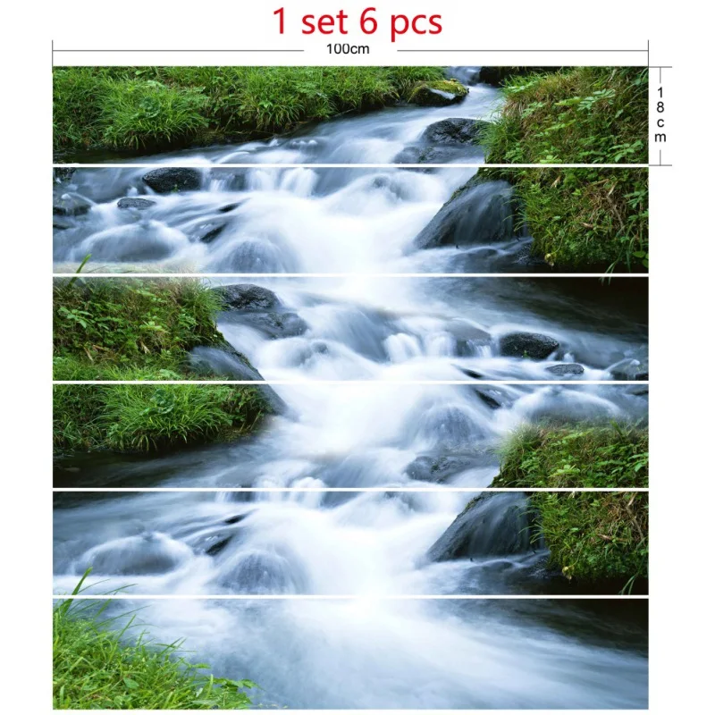 

Wall Stickers Scenery Pattern 3D Self-adhesive Stair Stickers Removable PVC 6PCS/Set Home Decoration Accessories