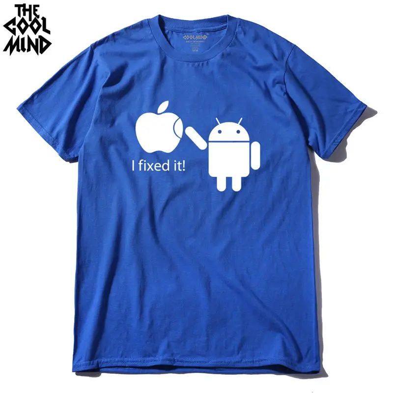 COOLMIND FU0116A, хлопковые мужские футболки, Android Robot, Мужская футболка, Apple Humor Logo, с принтом, забавная футболка, короткий рукав, футболки