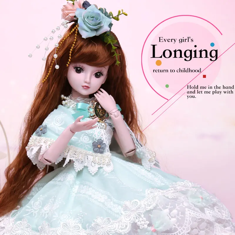 

BARBIE 1/3 BJD American Girl Doll Princess Dolls 19 Joint Body Party Dress Eyes Wig Makeup Dressup With Outfit Dress Blyth Toys