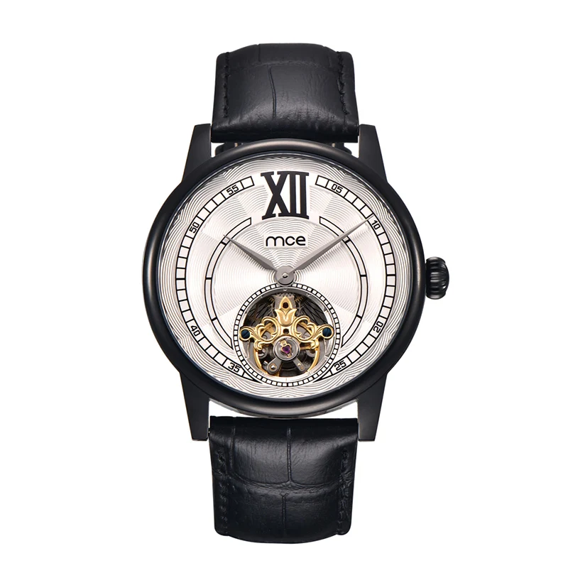 

MCE brand leather strap automatic men watch for drop shipping