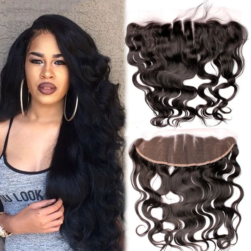 

7A 13x4 Lace Frontal Closure With Baby Hair Cheap Peruvian Virgin Hair Body Wave Ear to Ear Lace Frontal Closure Bleached Knots