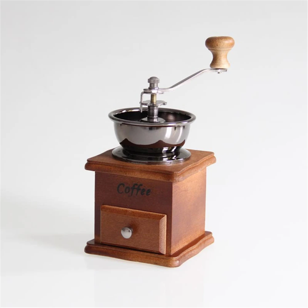 Classical Wooden Manual Coffee Grinder Stainless Steel Retro Coffee